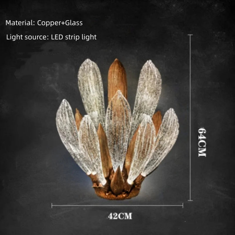 French Luxury Living Room LED Chandelier Bedroom Hotel Villa Glass Art Highend All Copper Pendant Lamp Designer Restaurant Light