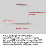 Modern LED Wooden Pendant Light Long Linear Hanging Lamp for Kitchen Island Office Bar Dining Living Room Pendant Lamp Lighting