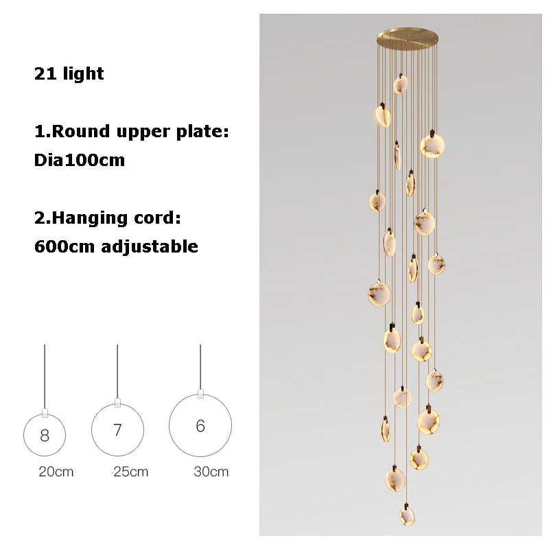 New Chinese LED Marble Gold Home Deco Designer Chandelier Lighting 2026 New Trend Lustre Hanging Lamps For Living Room