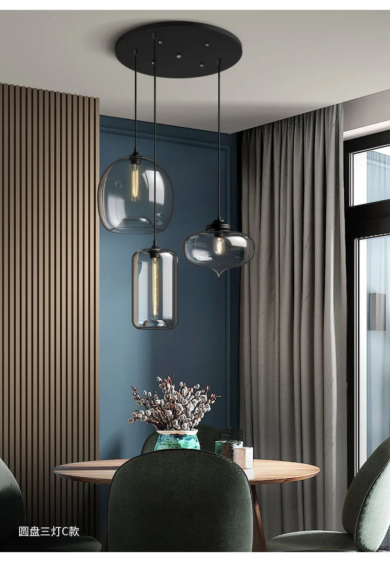 Caren Lighting handmade Glass Modern Nordic hanging loft Glass Pendant Light decor Lights Fixtures led filament dinningroom Lamp