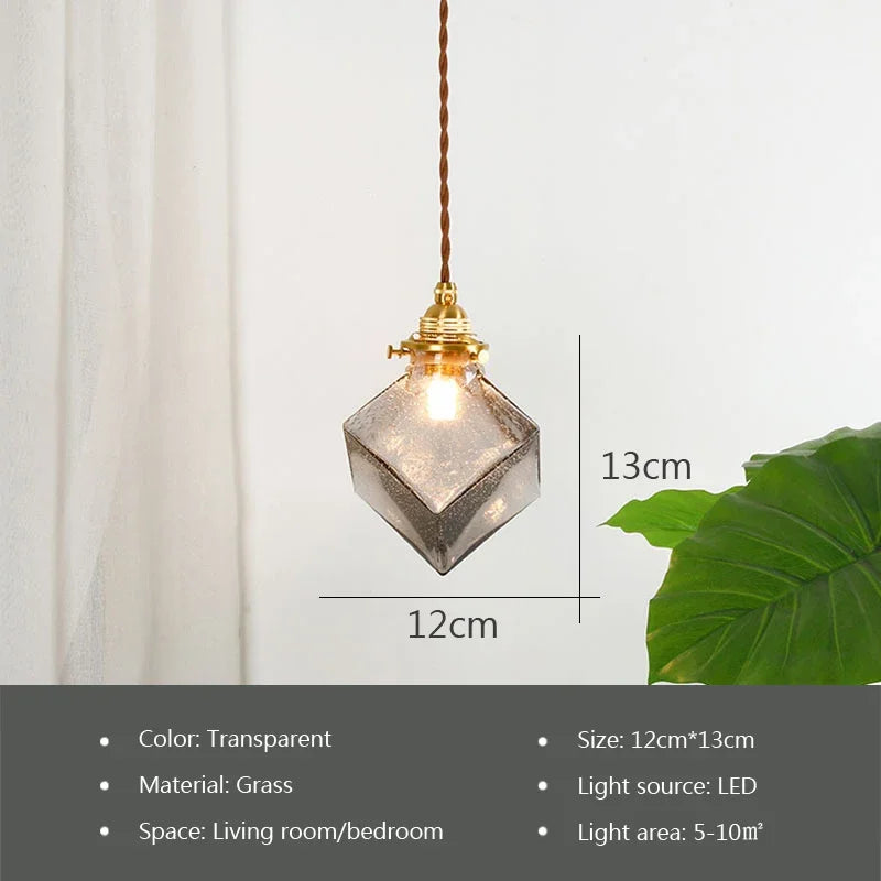 Nordic Glass Small Pendant Lights Brass Restaurant Chandelier for Living Dining Room Kitchen Bedroom Bedside Hanging Lamp