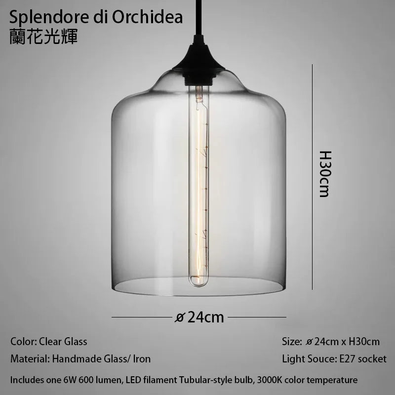 Caren Lighting handmade Glass Modern Nordic hanging loft Glass Pendant Light decor Lights Fixtures led filament dinningroom Lamp