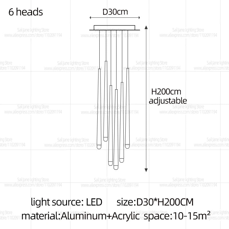 Modern LED Long Staircase Chandelier - Luxury Villa & Attic Hanging Lamp
