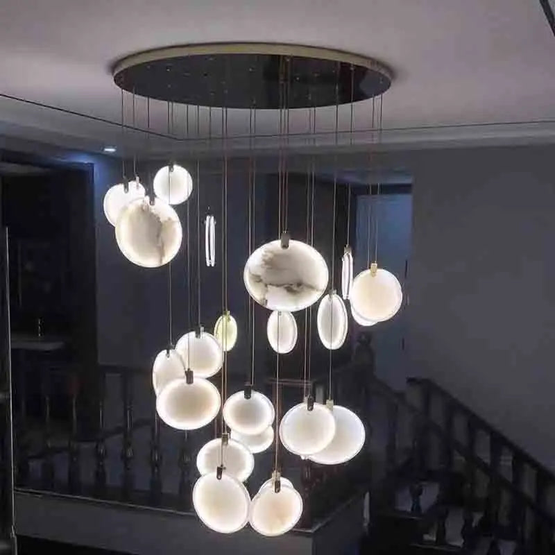 Nordic LED Marble Ceiling Chandelier Ceiling Lamps Pendant Lights for Attic Lobby Lighting Living Room Staircase  Home Decor