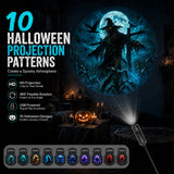 Halloween-Themed 10-Pattern Projection Ambient Night Light - Outdoor & Indoor Holiday Projector Lamp for Festive Home Decor