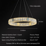 Nordic Luxury Ring K9 Crystal Chandelier Villa Living Dining Room Bedroom Ceiling LED Pendant Light Indoor Lighting Hanging Lamp