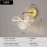 Modern LED wall lamp Electroplated Flower Shaped Bedroom Bedside Light Study Dining Room Living Room Background Decoration Lamp
