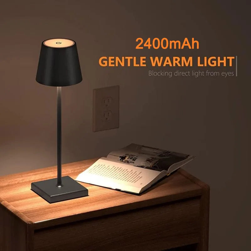 Simple 2400mAh LED Rechargeable Touch Table Lamp Three Colors Bedside Creative Ambient Light Bar Outdoor Decoration Night Light