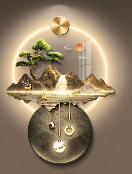 Light Luxury Corridor Home Decoration with Light Chinese Style Landscape Decorations Hanging Living Room Background Wall Decor