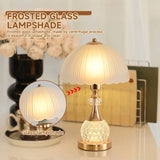 Bedside Table Lamp Petal Light Luxury Crystal Push Button Switch Bedroom Living Room Den Control Dimming Warm Atmosphere Decorat