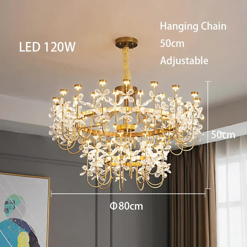 Luxury Crystal Butterfly Chandeliers 2024 New Modern LED Dimmable Lustres Pendant Lamps Home Decor Suspension Luminaire Lampen