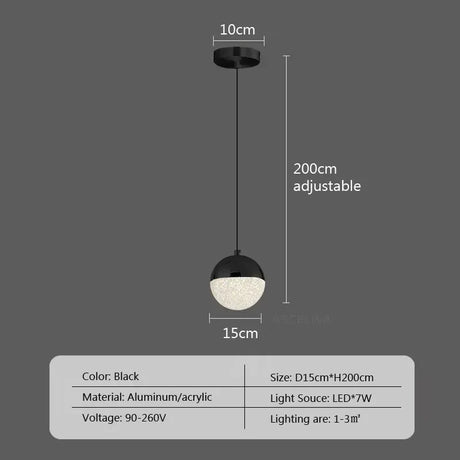 Nordic LED Dining Chandelier Creative Simple Acrylic Half Ball Indoor Pendant Lamp for Restaurant Aisle Corridor Pendant Lamp