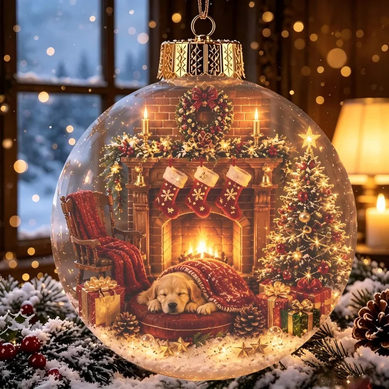 Glowing Bell Christmas Decorations 2026 Snow Globe Ornament Xmas Tree Santa Snowman Christmas 2026 Decoration Navidad Pendant