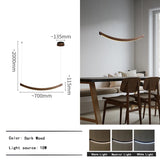 2026 Wood Arch Modern Long Pendant Light - Minimalist LED Dining Table Chandelier