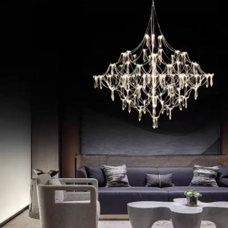 Starry Sky Villa Living Room Large Pendant Italian Minimalist Restaurant Lighting Modern Art Loft Staircase Crystal Pendant