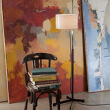 Spanish Designer Floor Lamp with E27 Light Bulb Metal Body Fabric Shade Height Adjustable