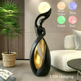 Artistic Lady Floor Lamp Moon Color Lighttapping Adjustable USB Charging Home Living Room TV Cabinet Sofa Side Floor Lamp
