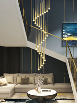 LED Pendant Light Modern Living Room Chandelier Villa Loft Large Pendant Light Minimalist Duplex High-Rise Long Stair Chandelier
