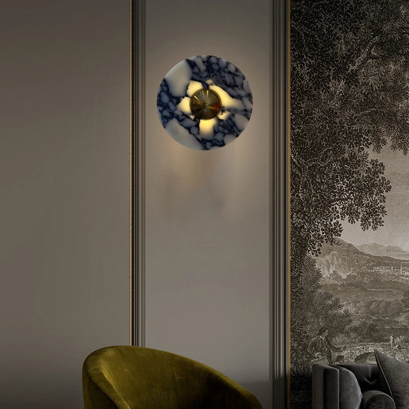 New Style Art Deco Wall Light Stone Gold Metal For Bedroom Foyer Stairs Aisle Drop shipping 3000K Atmosphere Lamp 20/25/30cm