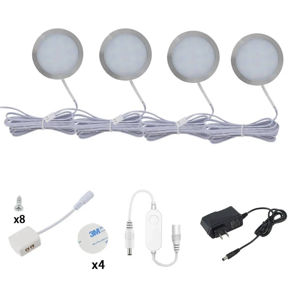 Zigbee3.0 DC12V Round Cabinet Lamp White 3000K/6000K Dimmable Timer Closet Shelf Tuya APP Voice Control for Alexa Google 2-9Pcs