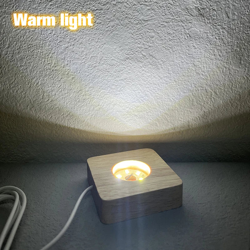 Wood Light Base Rechargeable Remote Control Wooden LED Light Rotating Display Stand Lamp Holder Lamp Base Art Ornament New