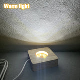 Wood Light Base Rechargeable Remote Control Wooden LED Light Rotating Display Stand Lamp Holder Lamp Base Art Ornament New
