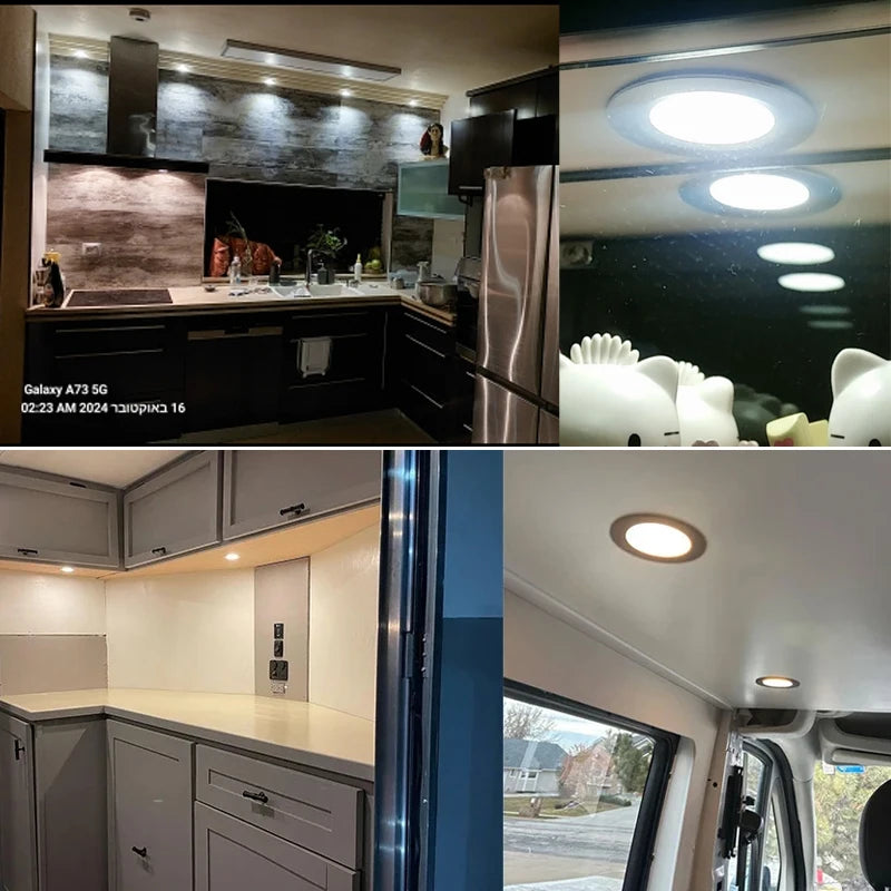3W Built-in Dimmable Mini LED Kit with Remote Control - Recessed Cabinet & Ceiling Downlights for Living Room, Kitchen & Wardrobe