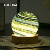 3D Moon Glass Lamp USB Powered Planet Mini Night Light With Wooden Stand For Kids Girls Boys Friends Birthday Christmas Gifts