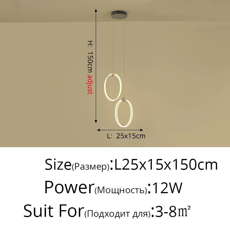 Nordic Living Room Pendant Light Luxury Ring Bedroom Lamp Modern Designer Lustre Home Decor Simple Dining Room Circle Chandelier
