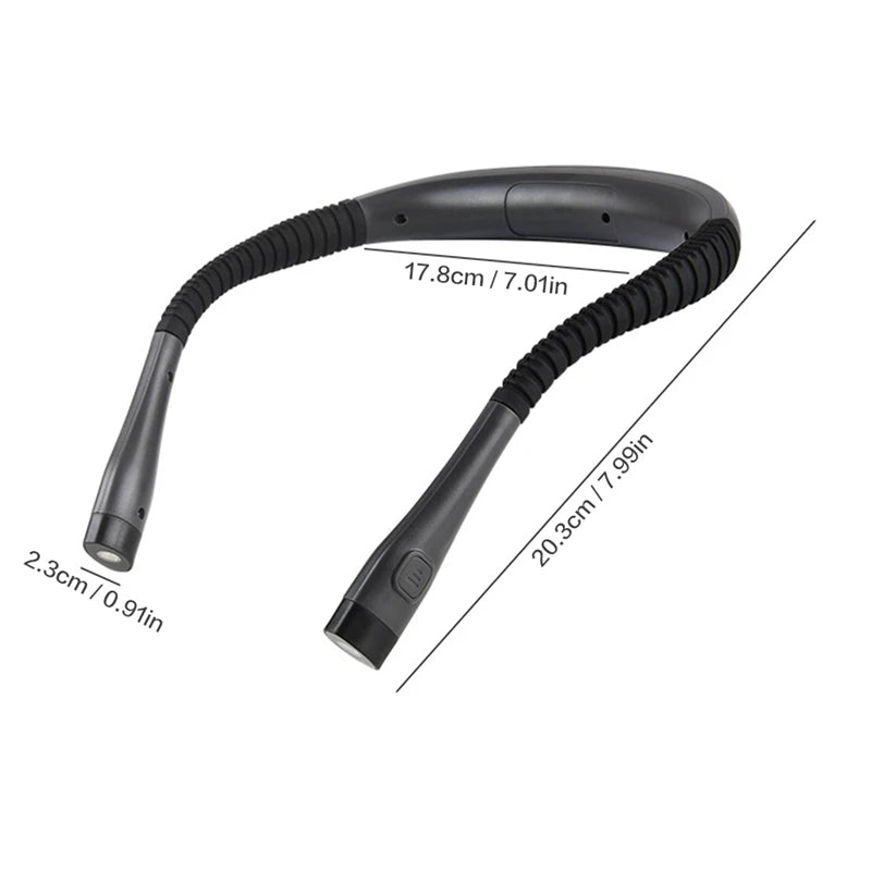 LED Neck Reading Light Book Light for Reading in Bed Bendable Arms Rechargeable Perfect for Reading Running Knitting Camping