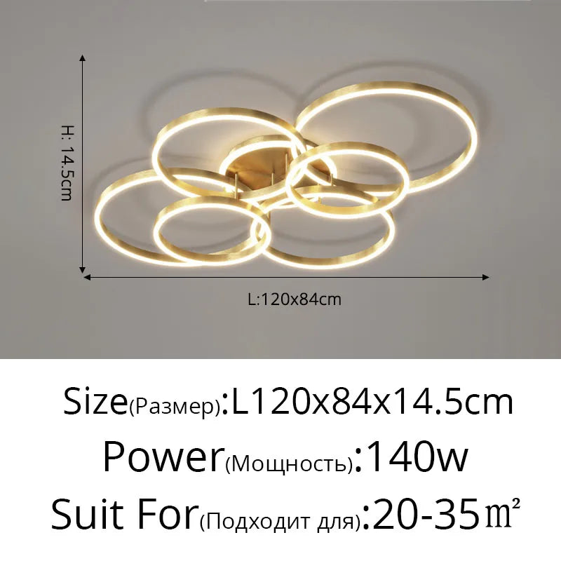 New Modern LED Chandelier Lighting For Living Study Bedroom Lamps Indoor Lighting Round Rings Foyer Luster Chandeliers Luminaire