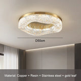 Luxury Gold Lustre Crystal Chandelier Rounded Copper Ceiling Lamp for Dining Living Room Bedroom Home Decoration