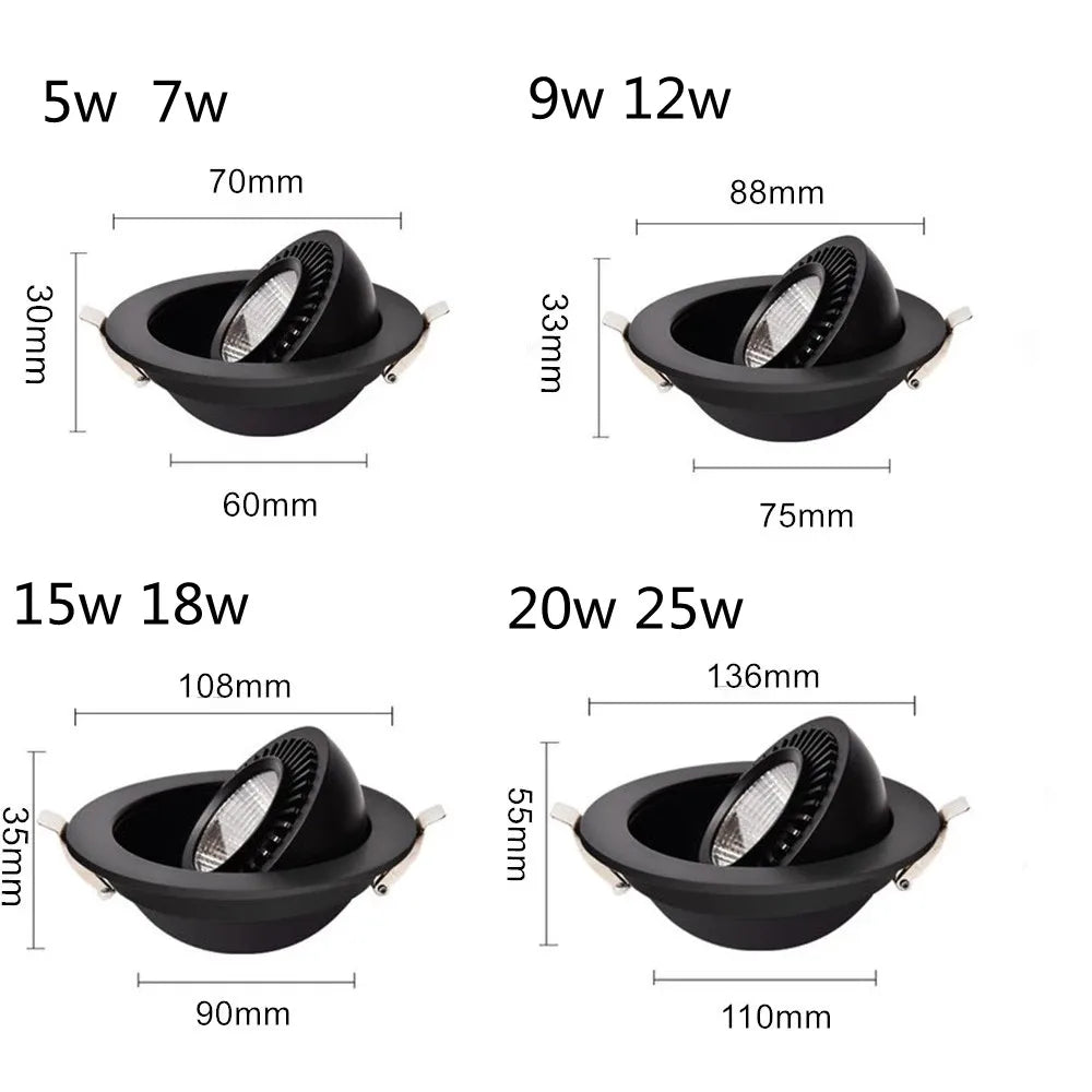 Led Downlight Surface Orientable Led Spot Lights For Ceiling Lamp Round 360°Angle Adjustable Dimmable AC110/220V  For Restaurant