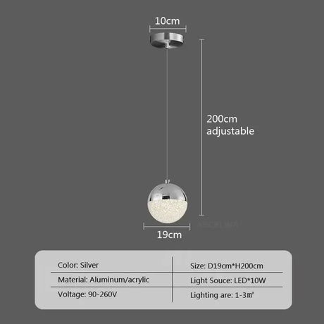 Nordic LED Dining Chandelier Creative Simple Acrylic Half Ball Indoor Pendant Lamp for Restaurant Aisle Corridor Pendant Lamp