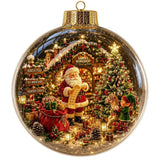 Acrylic Material Christmas Ball Ornament Transparent Design 8CM Size Santa Claus Pendant with Light Holiday Tree Pendant