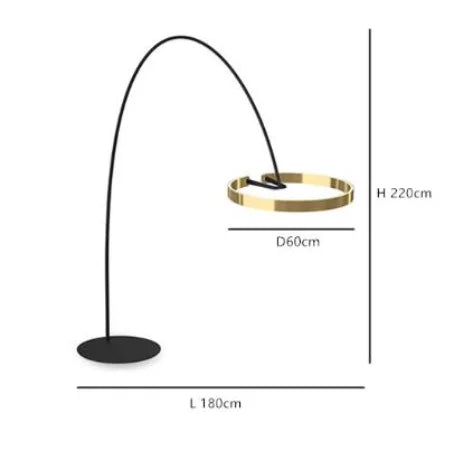Italian arc floor lamp gold  black LED Fishing ring Light Creative Loft Living Room Bedroom Sofa Corner dinner Standing Lamp