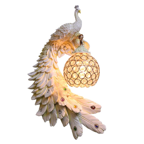 Modern European Resin Peacock Crystal Wall Lamps Bedroom Bedside Living Room TV Background Wall Lamp 110V 220V Wall Light