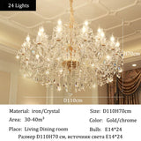 Luxury Home Crystal Chandeliers Villa Lighting for Living Room Decorate LED Ceiling Pendant Lights Indoor Hanging Lights Fixture