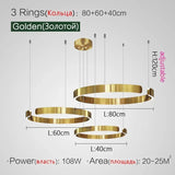 Nordic Designer Round LED Pendant Light - Modern Chandelier for Dining Room