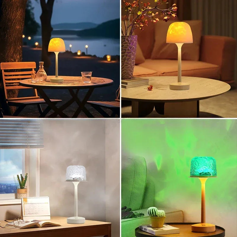 LED High Footed Water Ripple Atmosphere Desk Lamp Romantic Couple Gift Indoor Bedroom Projection Night Light