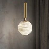 Spain Natural Marble Hanging Lamp Dining Desk Luxury Golden Decors Bedroom Bedhead Pendant Lamp Hotel Restaurant Bar Droplight
