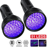395nm UV Flashlight Black Light Waterproof 51 LED Flashlight Set with AA Battery for Home & Hotel Inspection Pet Urine Detector
