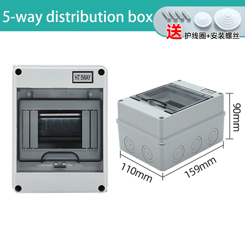 HT Series IP65 Waterproof Electrical Distribution Box (2/3/5/8/12/15/18/24 Way) - PC Plastic Outdoor Junction & Circuit Breaker Switch Box