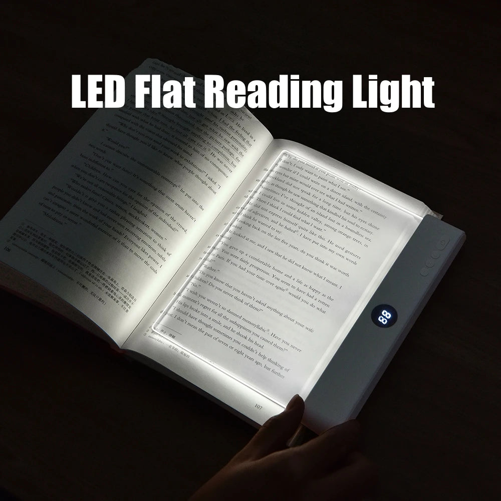 LED Flat Panel Night Vision Book Light (USB Rechargeable) - Eye-Protection Transparent Reading Lamp for Bed & Indoor Study