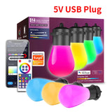 NEW 12M 20Bulbs Tuya WIFI LED String Light S14 USB Smart Bluetooth App Control LED Modules for IP67 Eave Lamp Garden Party Decor