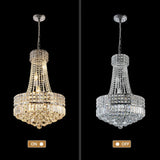 Chrome Modern Crystal Chandeliers Light Fixture,6-Light Empire Style K9 Crystal Chandeliers for Entryway