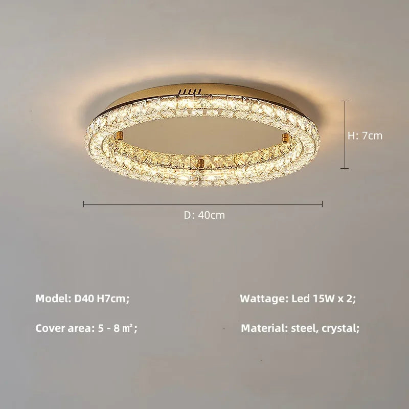 Luxuy gold LED Ceiling lamp modern crystals round ceiling chandelier for living room hotel hall bedroom restaurant lighting