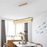 High-end Simple Nordic Style Wooden LED Pendant Light with Metal Pole for Indoor Lighting Decoration in Restaurants Cafes Bright