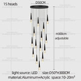 Nordic Modern Home Decoration Chandelier Hanging Stairs Pendant Light Villa Living Room Kitchen Pendent Lamp Indoor Lighting