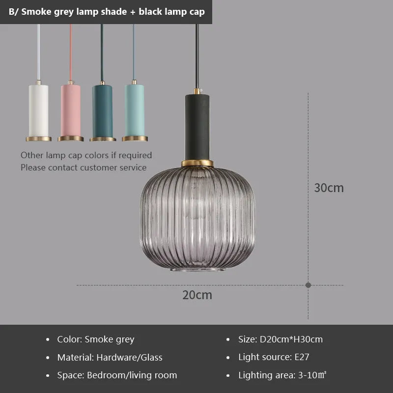 Nordic Retro restaurant colorful Glass pendant lights Creative living room Lamp Simple bedside lamp LED E27 light